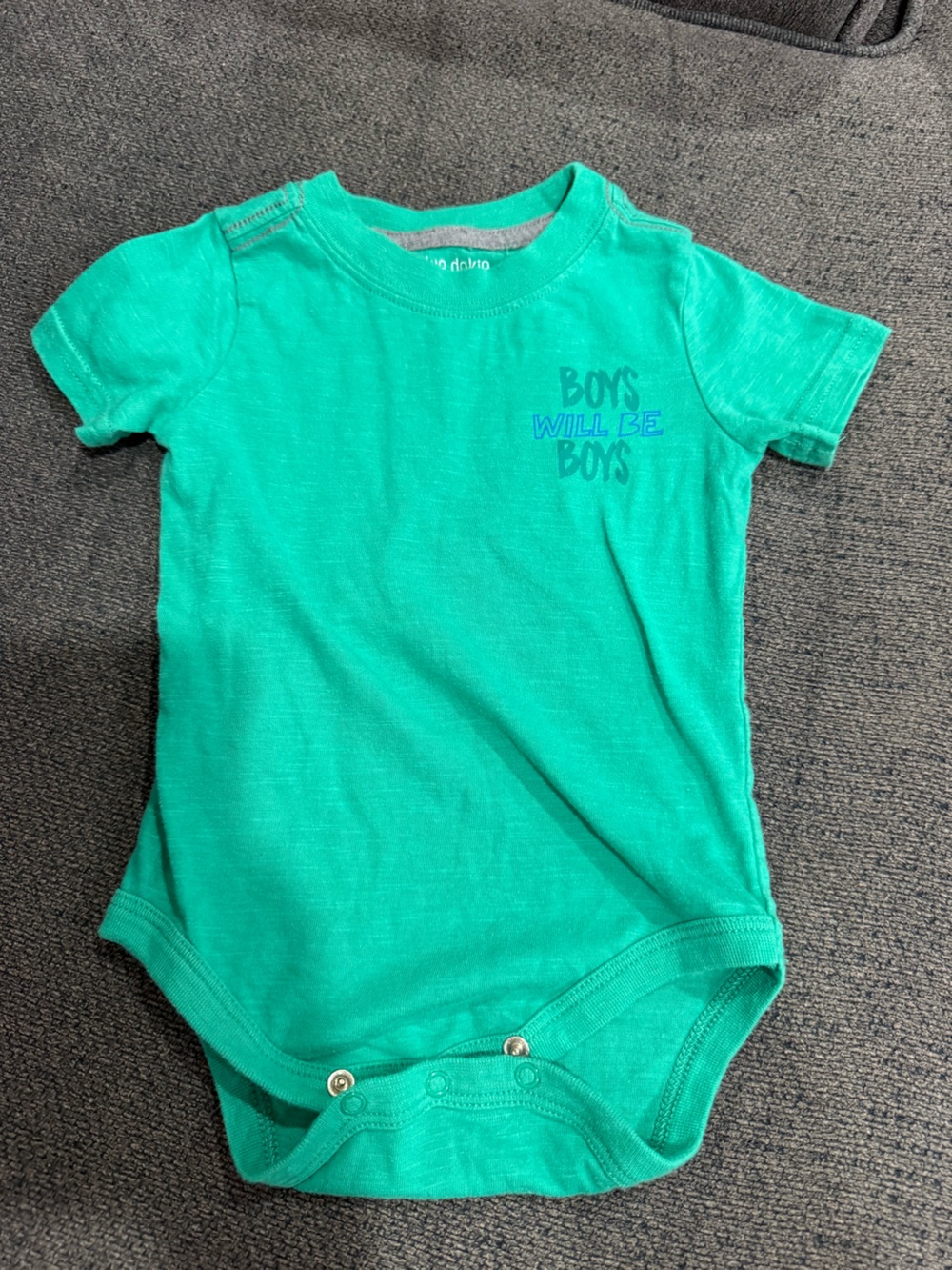 okie dokie Teal Green "Boys Will Be Boys" Short Sleeve Bodysuit